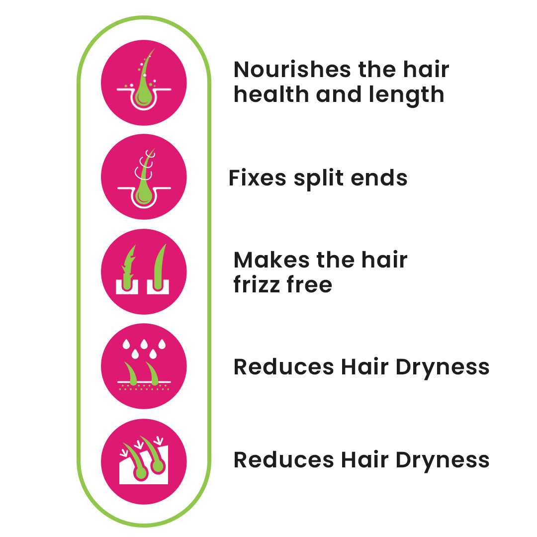 Brahmi and Bhringraj Hair Oil Benefits. Nourishes the hair health and length, fixes split ends, Makes the hair frizz free, reduces hair dryness, 